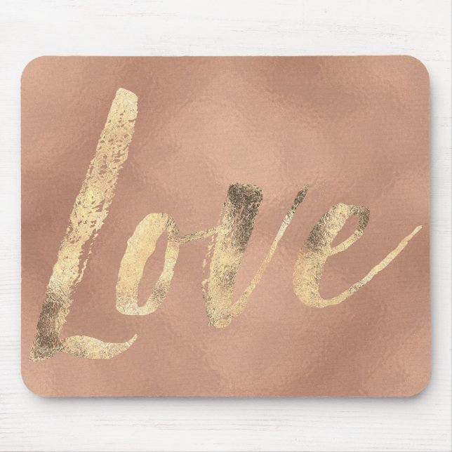 Rose Gold Glam Love Mouse Pad (Front)