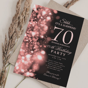  Rose Gold Glam Surprise 70th Birthday Party Invitation