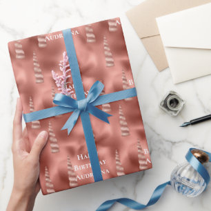 Rose Gold Glam Unicorn Birthday Wrapping Paper