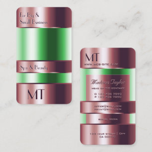 Rose Gold Glass Can Green Liquids with Initials Business Card