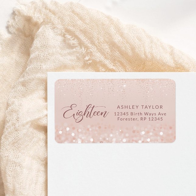 Rose Gold Glitter 18th Birthday Address Label (Rose Gold Glitter 18th Birthday Address Label)