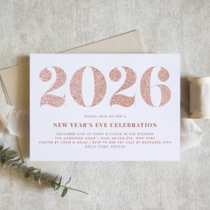 Rose Gold Glitter 2024 New Year's Eve Party Invitation