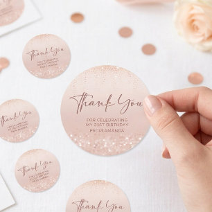 Rose Gold Glitter 21st Birthday Classic Round Sticker