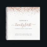 Rose Gold Glitter 21st Birthday Party Guest Book<br><div class="desc">Rose Gold Glitter 21st Birthday Party Guest Book. An alternative to the regular guest book in this collection. A great keepsake of your special birthday celebrations. Easily personalise the text on the front and back.</div>