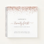 Rose Gold Glitter 21st Birthday Party Guest Book<br><div class="desc">Rose Gold Glitter 21st Birthday Party Guest Book. An alternative to the regular guest book in this collection. A great keepsake of your special birthday celebrations. Easily personalise the text on the front and back.</div>