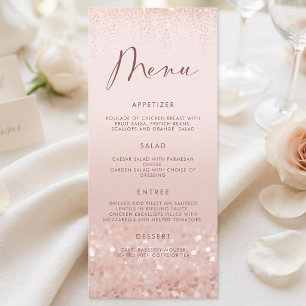 Rose Gold Glitter 21st Birthday Party Menu Card