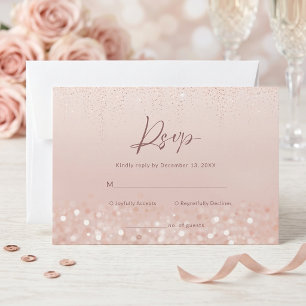 Rose Gold Glitter 21st Birthday RSVP Card