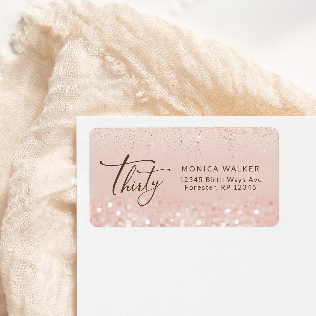 Rose Gold Glitter 30th Birthday Address Label (Rose Gold Glitter 30th Birthday Address Label)