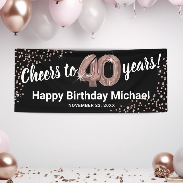 Rose Gold Glitter 40th Birthday Banner (Creator Uploaded)