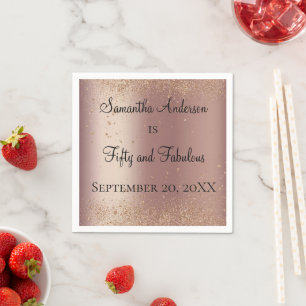 Rose Gold Glitter 50 and Fabulous Birthday Napkin