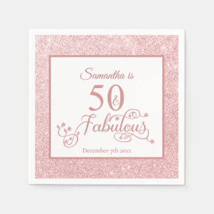 Rose Gold Glitter 50 and Fabulous Birthday Party Napkin