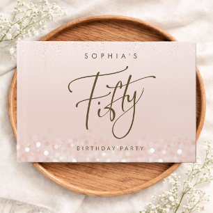 Rose Gold Glitter 50th Birthday Party Guest Book
