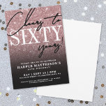 Rose Gold Glitter 60th Birthday Invitation<br><div class="desc">Celebrate in style with this modern elegant Sixty Birthday Party Invitation, perfect for marking a milestone in a chic, timeless way. The design features a luxurious rose gold glitter background that fades into a black gradient at the bottom, creating a glamourous, sophisticated look. A large “SIXTY” appears at the top...</div>