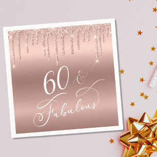 Rose Gold Glitter 60th Birthday Party Napkin
