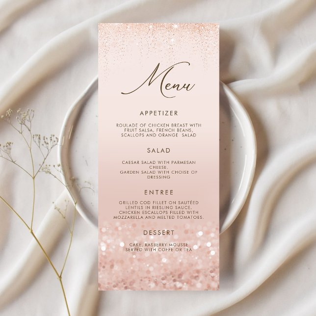 Rose Gold Glitter 70th Birthday Menu Card (Rose Gold Glitter 70th Birthday Menu Card)