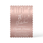 Rose Gold Glitter 70th Birthday Party Invitation