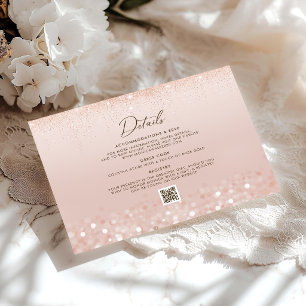 Rose Gold Glitter 80th Birthday Details Enclosure Card