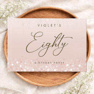 Rose Gold Glitter 80th Birthday Party Guest Book
