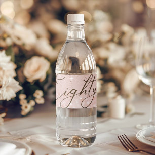 Rose Gold Glitter 80th Birthday Party Water Bottle Label