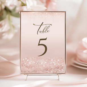 Rose Gold Glitter 80th Birthday Table Numbers