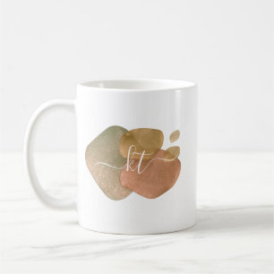 Rose Gold Glitter Abstract Shapes Monogram Coffee Mug