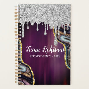 Rose gold glitter agate marble monogram 2023 planner