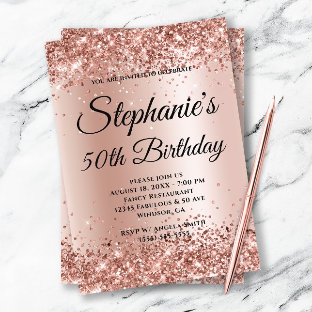 Rose Gold Glitter and Blush Gradient Invitation (Creator Uploaded)