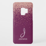 Rose Gold Glitter and Burgundy Monogrammed Case-Mate Samsung Galaxy S9 Case<br><div class="desc">Rose Gold Glitter and Burgundy Confetti on a an Elegant Monogrammed Case. This Rose Gold - Blush Pink and Burgundy case can be customised to include your initial and full name. Please contact the designer for matching items.</div>