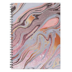 Rose gold glitter and marble notebook