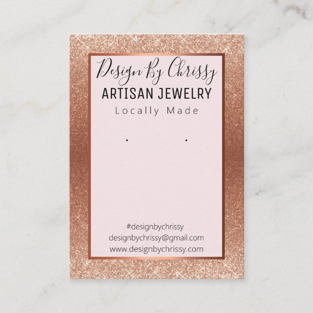 Rose Gold Glitter And Pink Jewellery Display Card (Front)