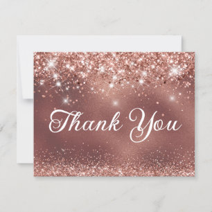 Rose Gold Glitter and Rose Gold Foil 40th Birthday Thank You Card