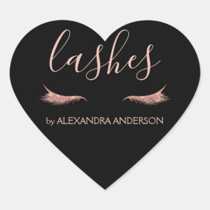 Rose Gold Glitter and Sparkle Eyelash Extension Heart Sticker