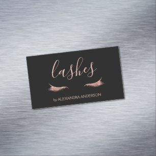 Rose Gold Glitter and Sparkle Eyelash Extension Magnetic Business Card