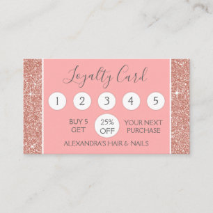 Rose Gold Glitter and Sparkle Girly Loyalty Punch Card