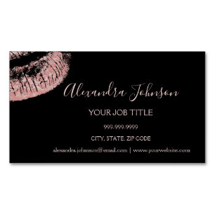 Rose Gold Glitter and Sparkle Lipstick Makeup Magnetic Business Card