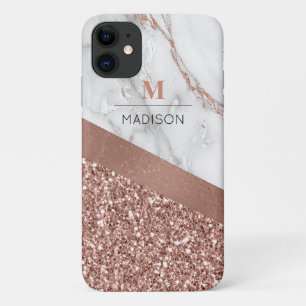 Rose Gold Glitter and Sparkle Marble Monogram Case-Mate iPhone Case