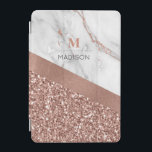Rose Gold Glitter and Sparkle Marble Monogram  iPad Mini Cover<br><div class="desc">Rose Gold Glitter and Sparkle  Marble Monogram design ready to personalise with a template for you name and initial. If you would like to change the colour or style of the font click the customise further tab at the end of the template.</div>