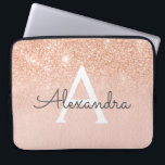 Rose Gold Glitter and Sparkle Monogram Laptop Sleeve<br><div class="desc">Glam Rose Gold Ombre Faux Glitter and Sparkle Modern and Elegant Monogram Case. This case can be customised to include your initial and first name.</div>