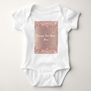 Rose Gold Glitter Baby Bodysuit with Custom Text