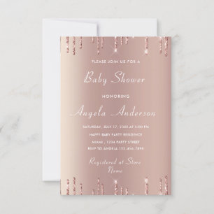 Rose Gold Glitter Baby Boy Shower Invitation