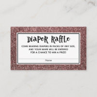 Rose Gold Glitter Baby Shower Diaper Raffle Cards