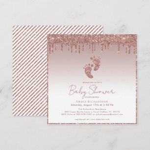 Rose Gold Glitter Baby Shower Invitation 