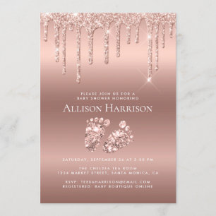 Rose Gold Glitter Baby Shower Invitation
