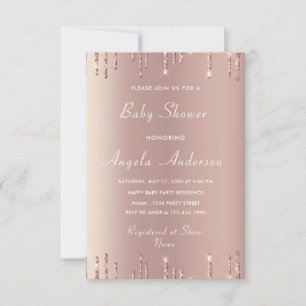 Rose Gold Glitter Baby Shower Invitation Example