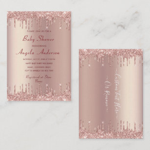 Rose Gold Glitter Baby Shower Invitations Example