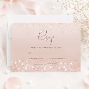 Rose Gold Glitter Baby Shower RSVP Card