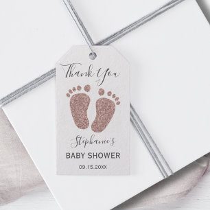Rose Gold Glitter Baby Shower Thank You  Gift Tags