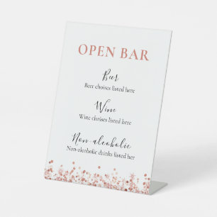 Rose Gold Glitter bar menu pedestal sign