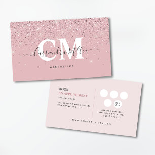 Rose Gold Glitter Beauty Aesthetics Loyalty &  Business Card