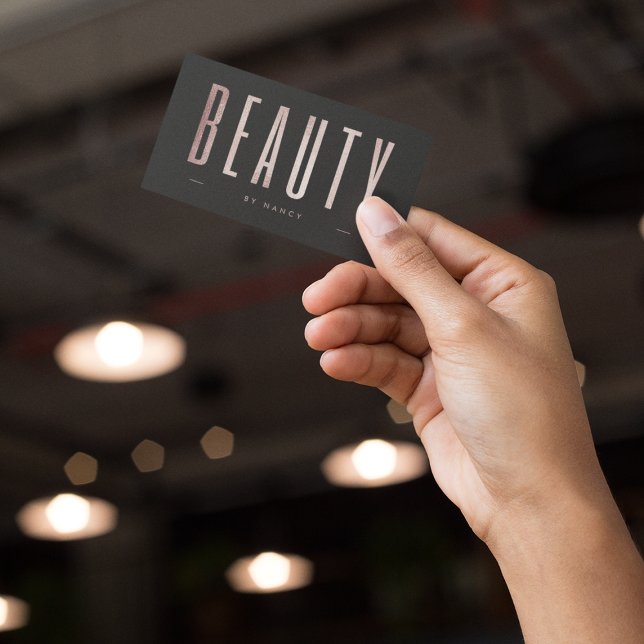 Rose Gold Glitter Beauty Salon Business Card (Creator Uploaded)